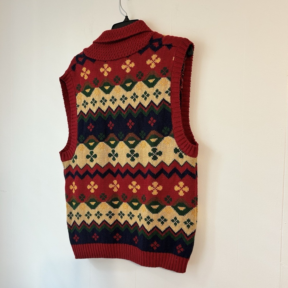 Vintage Women's Large Gina Peter's Sweater Vest. Button Up, Colorful. - Picture 4 of 7